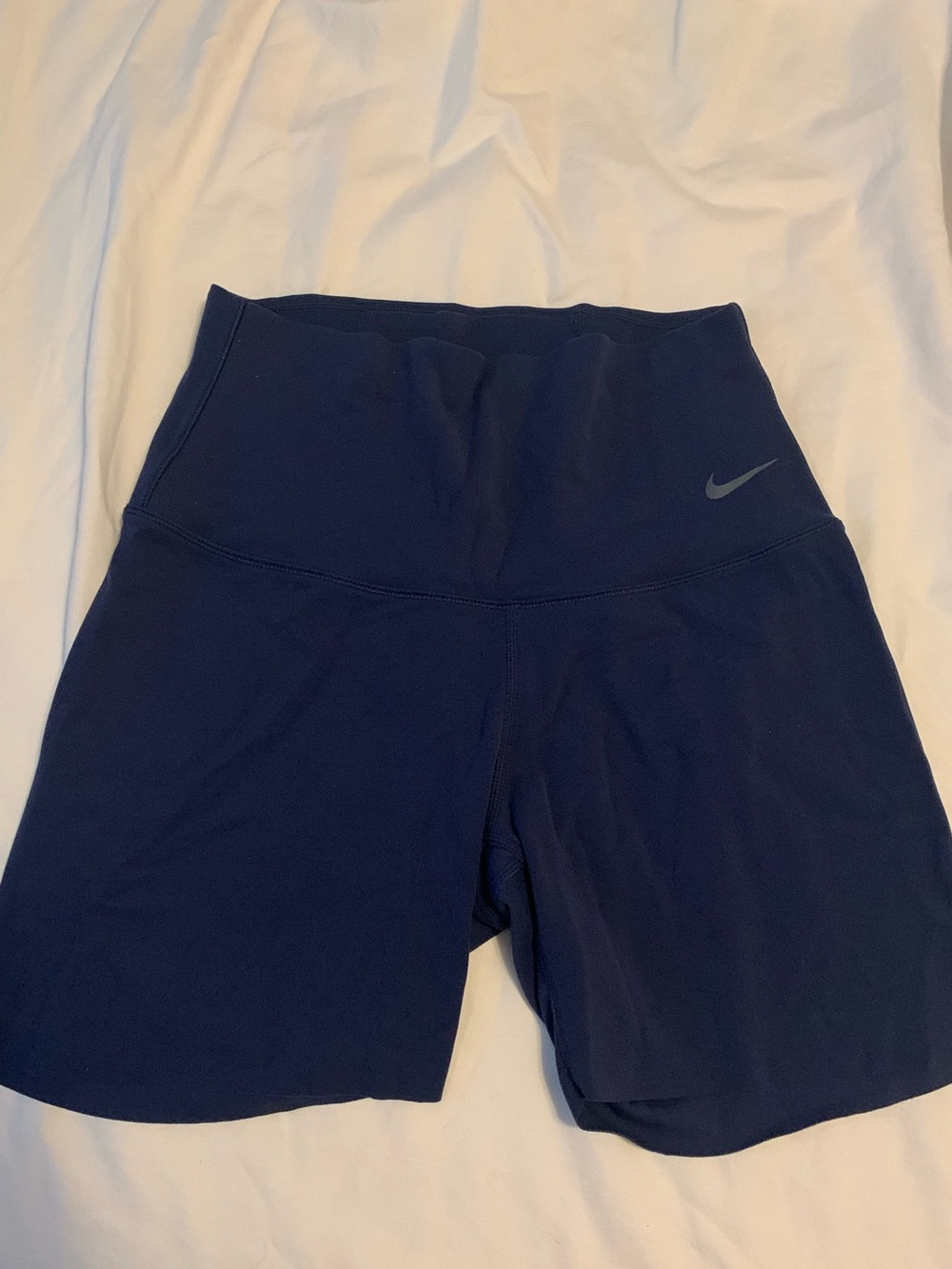 Nike Women's Dark Blue High-Waist Athletic Shorts